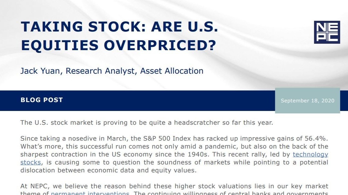 Taking Stock: Are U.S. Equities Overpriced?