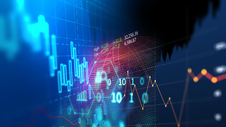 An abstract image of stock data and charts.