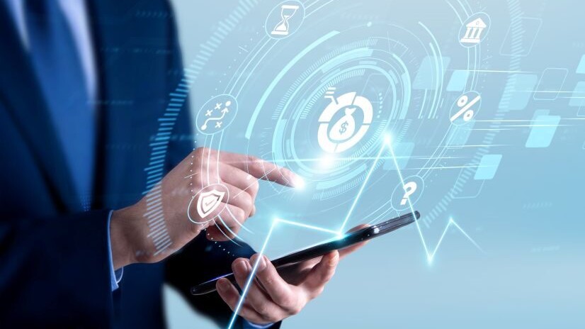 Investment professional using the tablet and analyzing investment performance data. financial growth strategy, portfolio analysis insights, capital allocation planning, wealth management analytics