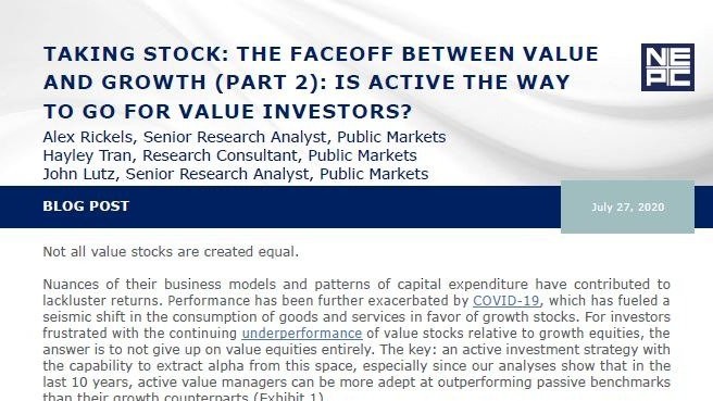 Taking Stock: The Faceoff Between Value and Growth (Part 2): Is Active the Way to Go for Value Investors?