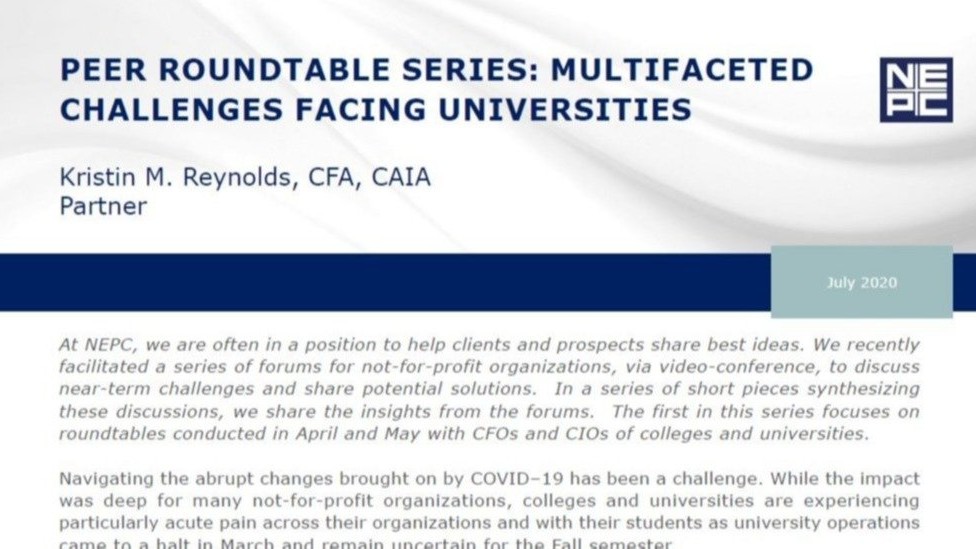Peer Roundtable Series: Multifaceted Challenges Facing Universities.
