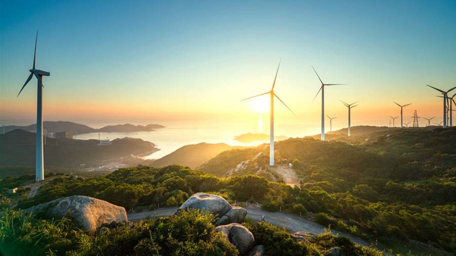 Wind turbines at sunrise