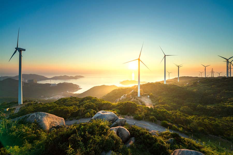 Wind turbines at sunrise