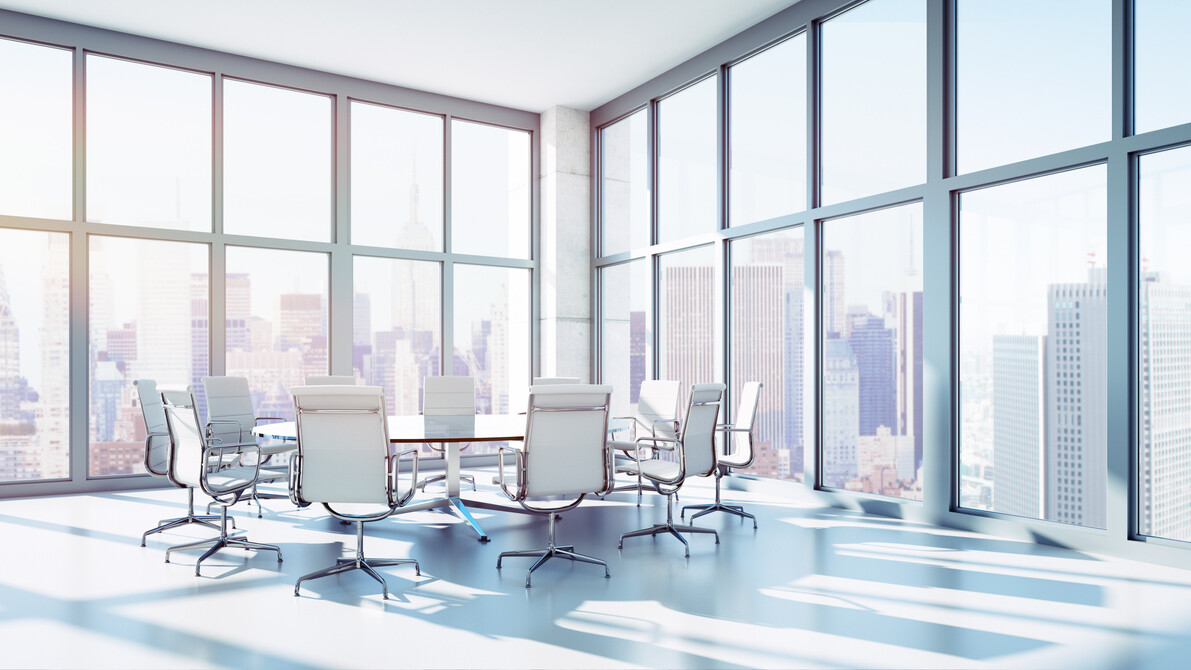 Office loft in high-rise building with a view