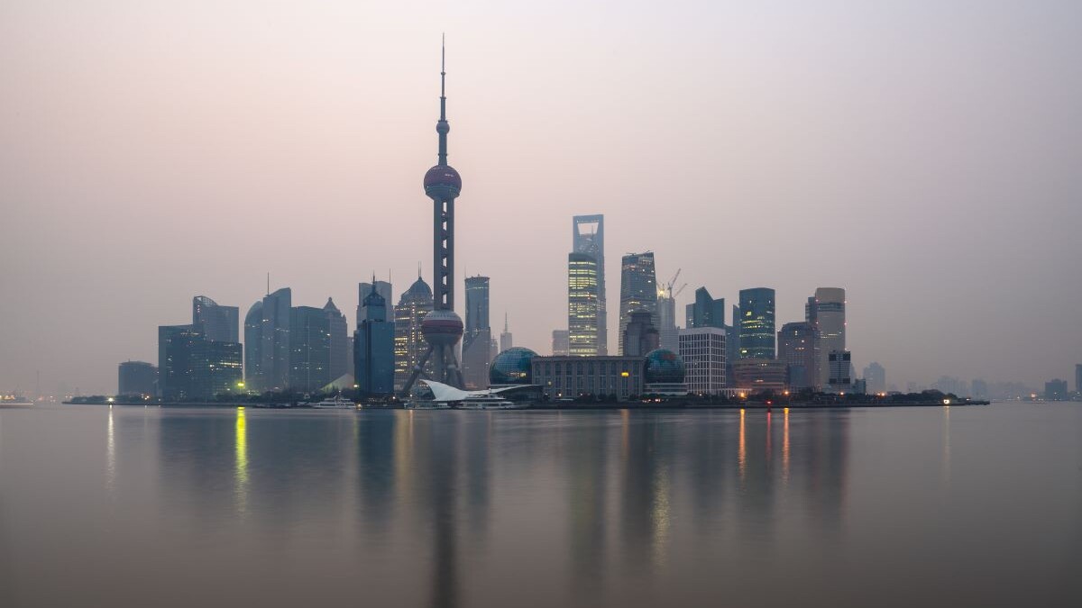 shanghai skyline at dawn