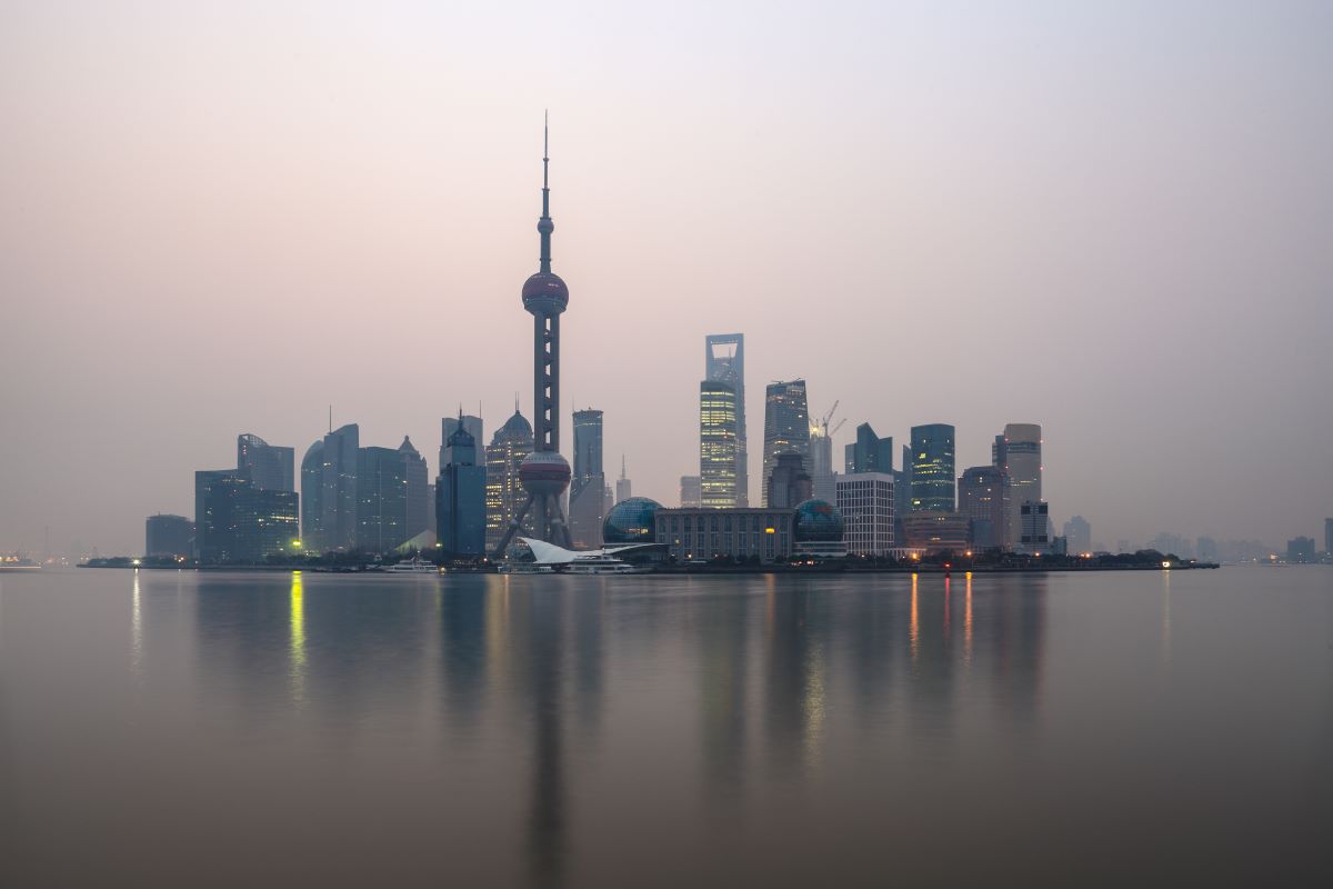 shanghai skyline at dawn