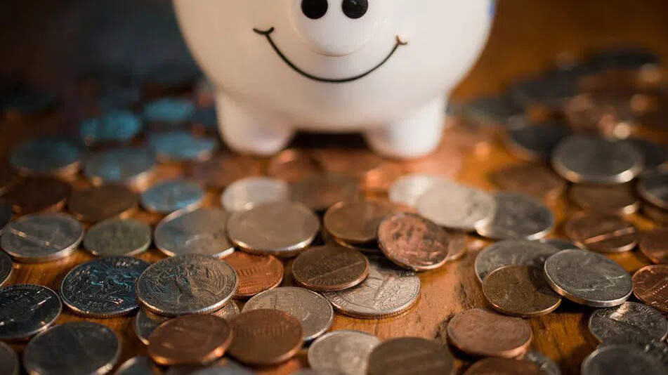 Piggy Bank with coins