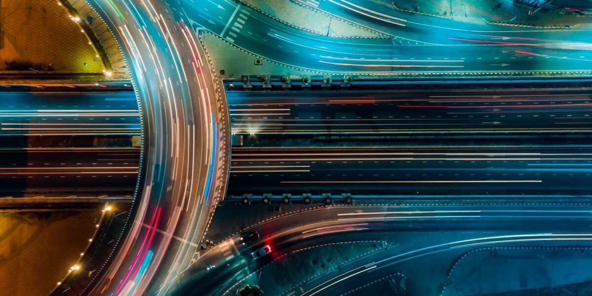 Expressway top view, Road traffic an important infrastructure