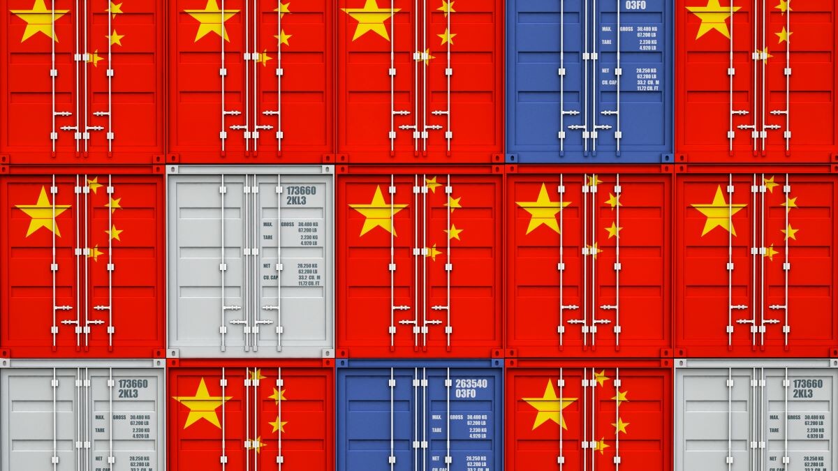 shipping containers with china, chinese flag, digital art