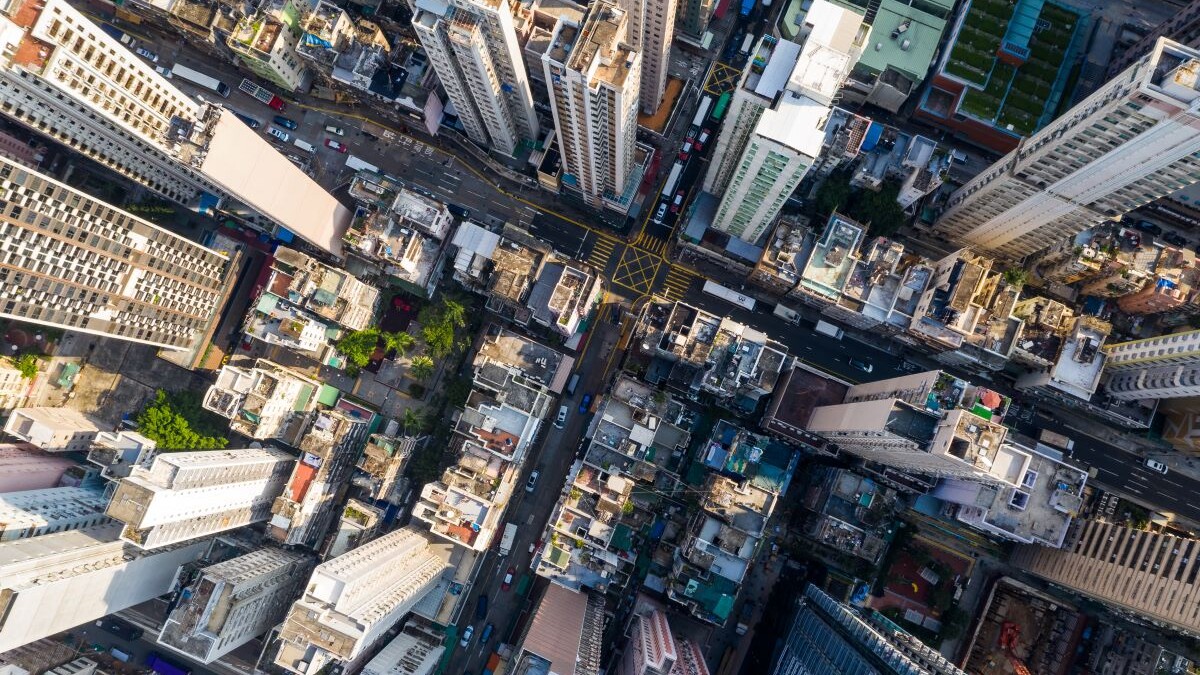 Aerial view of Hong Kong city