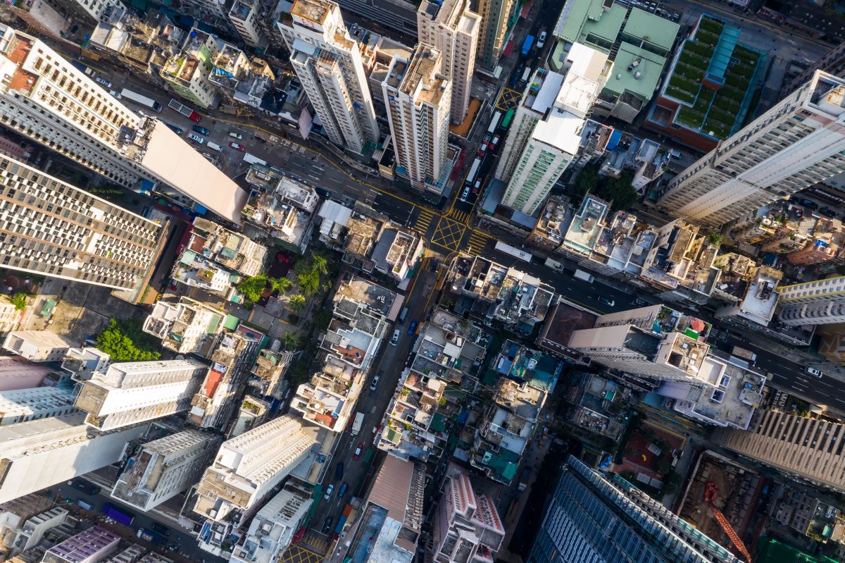 Aerial view of Hong Kong city