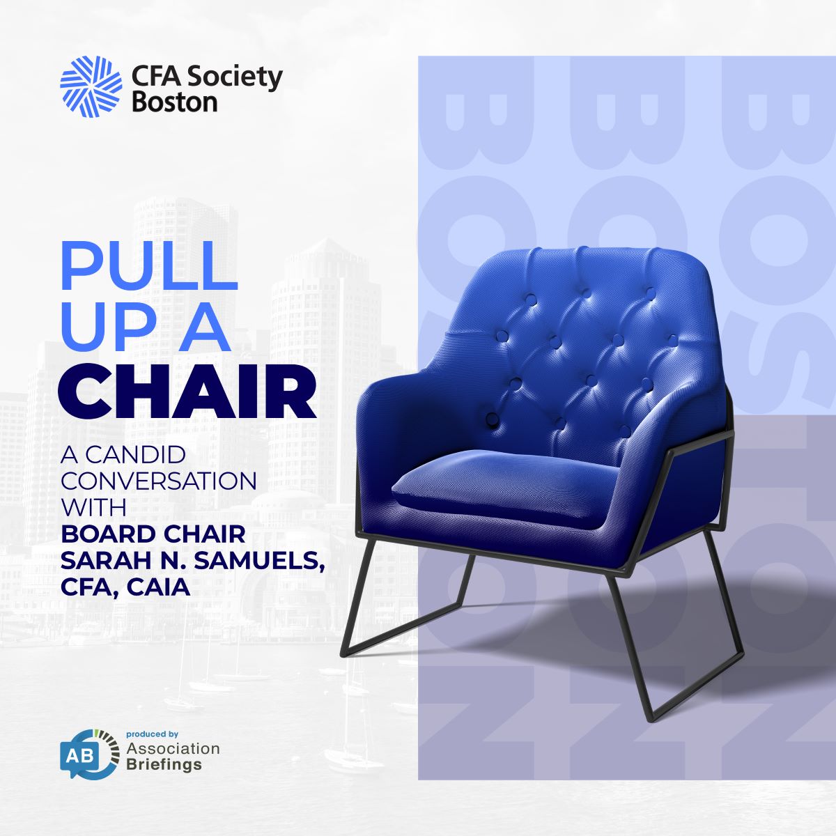 Promotional graphic for CFA Society Boston's Podcast, 