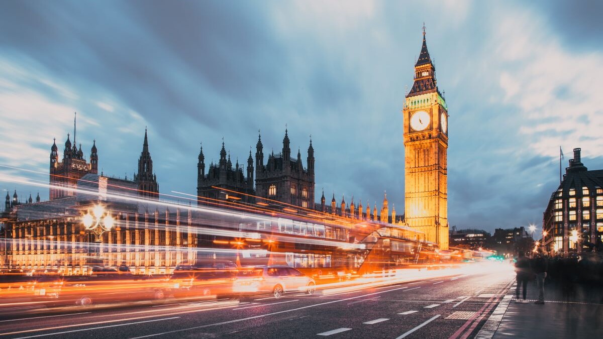 night time in London Big Ben and Westminster palace