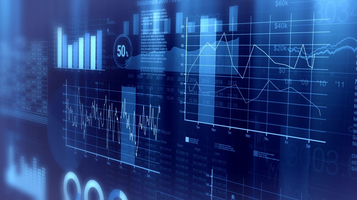 abstract image of blue financial charts and graphs