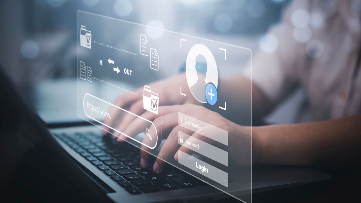 Cyber security and Security password login online concept Hands typing and entering username and password of social media