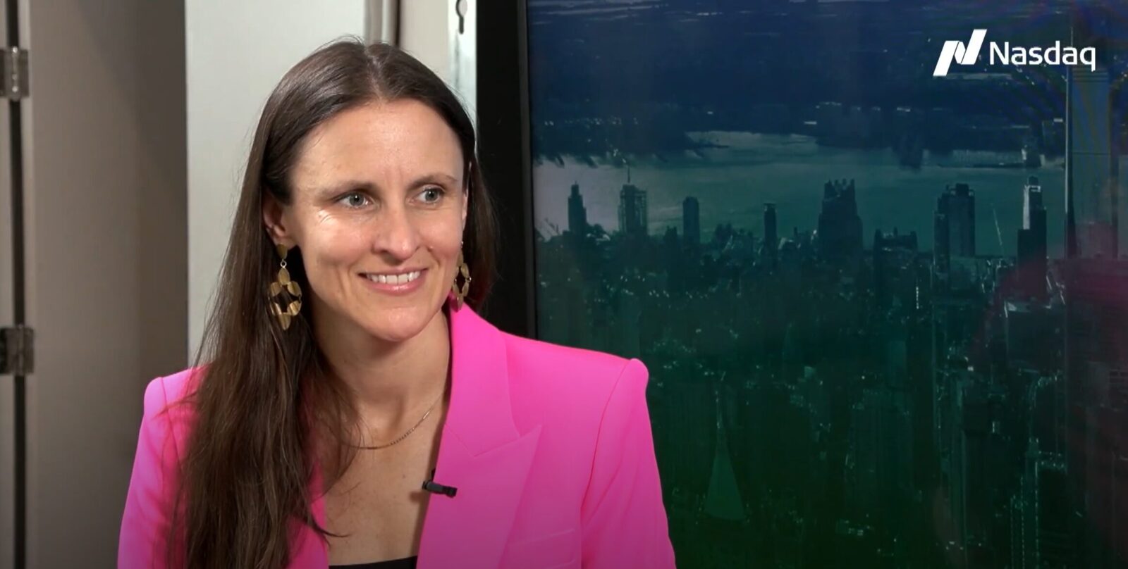 Sarah Samuels being interviewed by Nasdaq TradeTalk