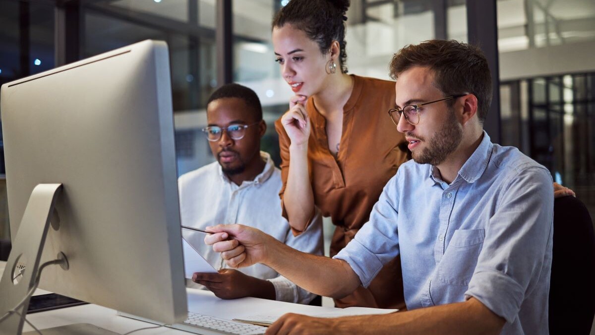 business people at a computer
