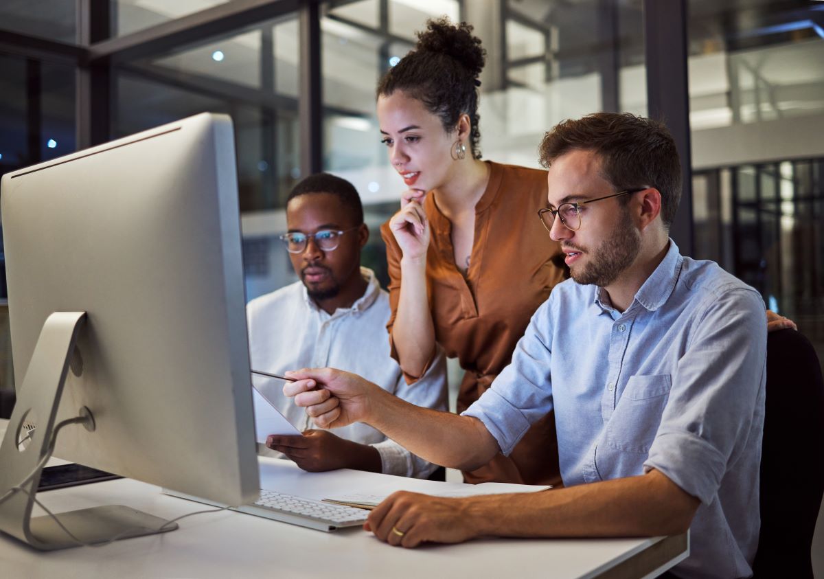 business people at a computer
