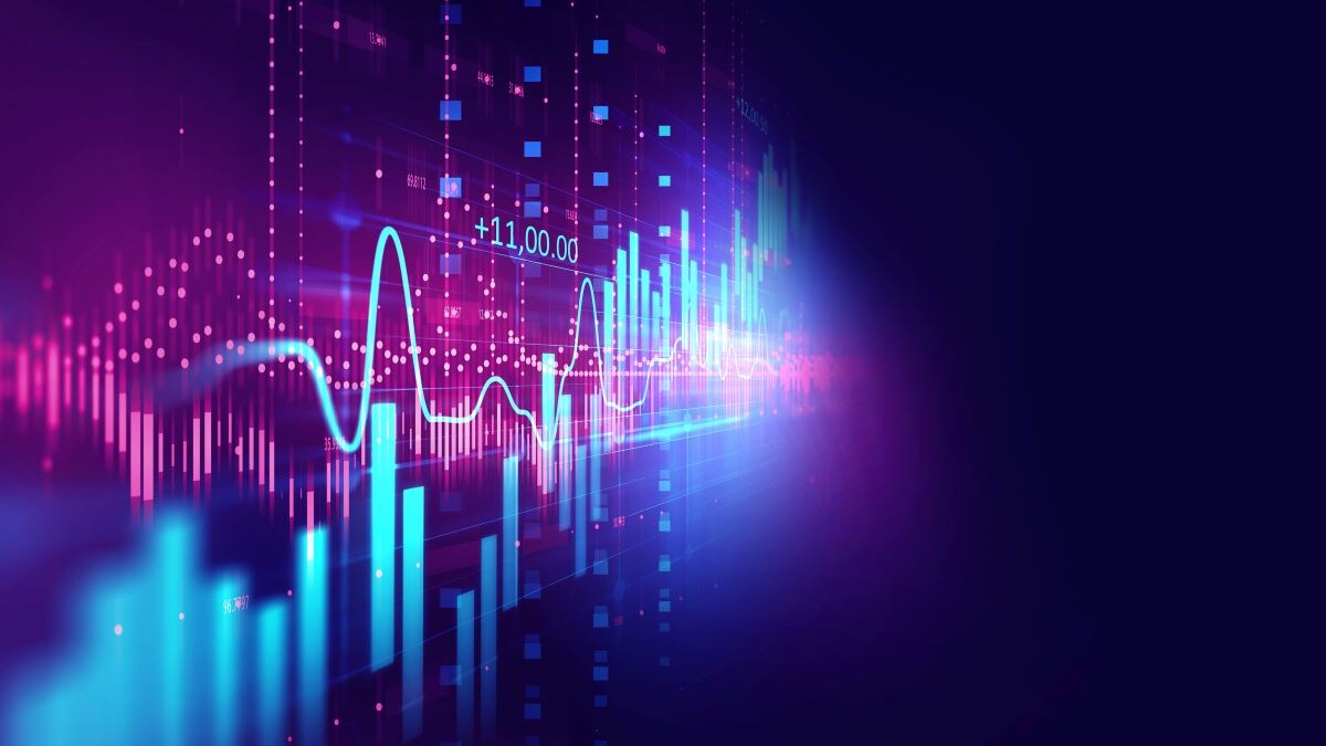 technical financial graph on technology abstract background
