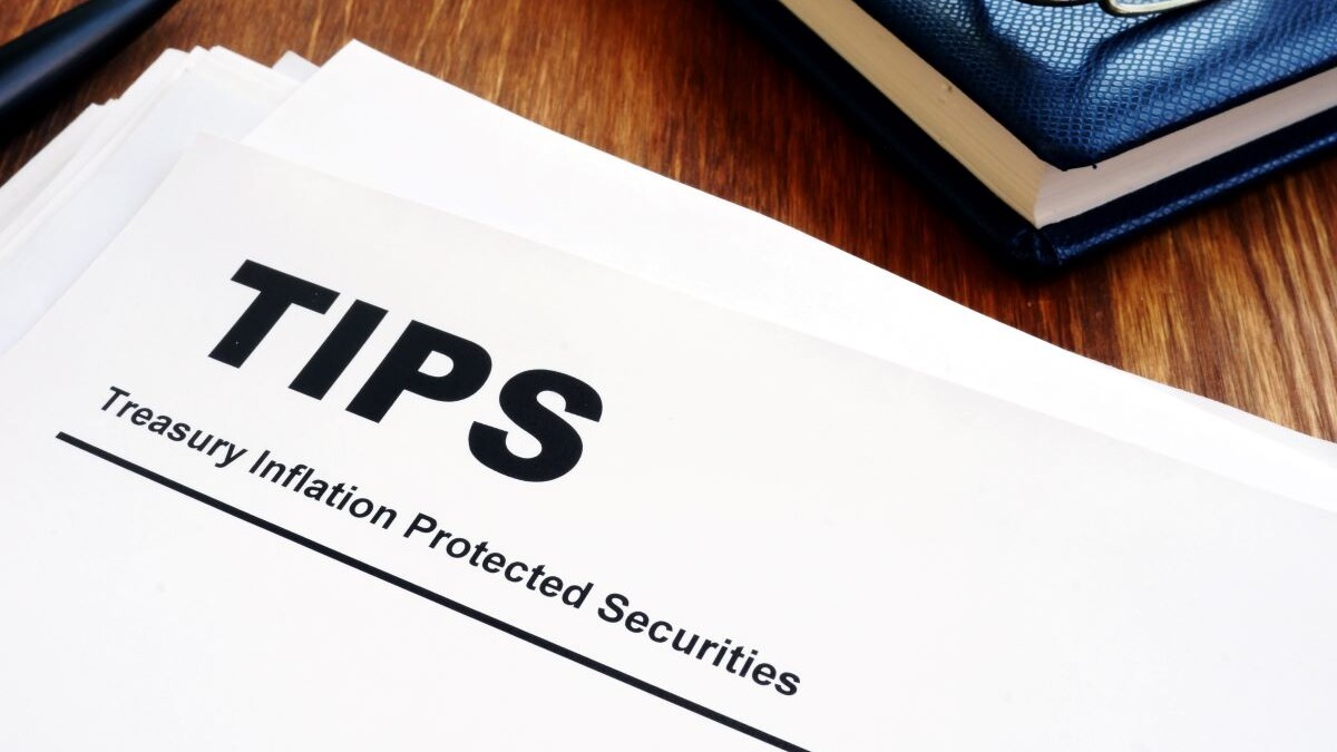 Stack of documents Treasury Inflation Protected Securities TIPS.