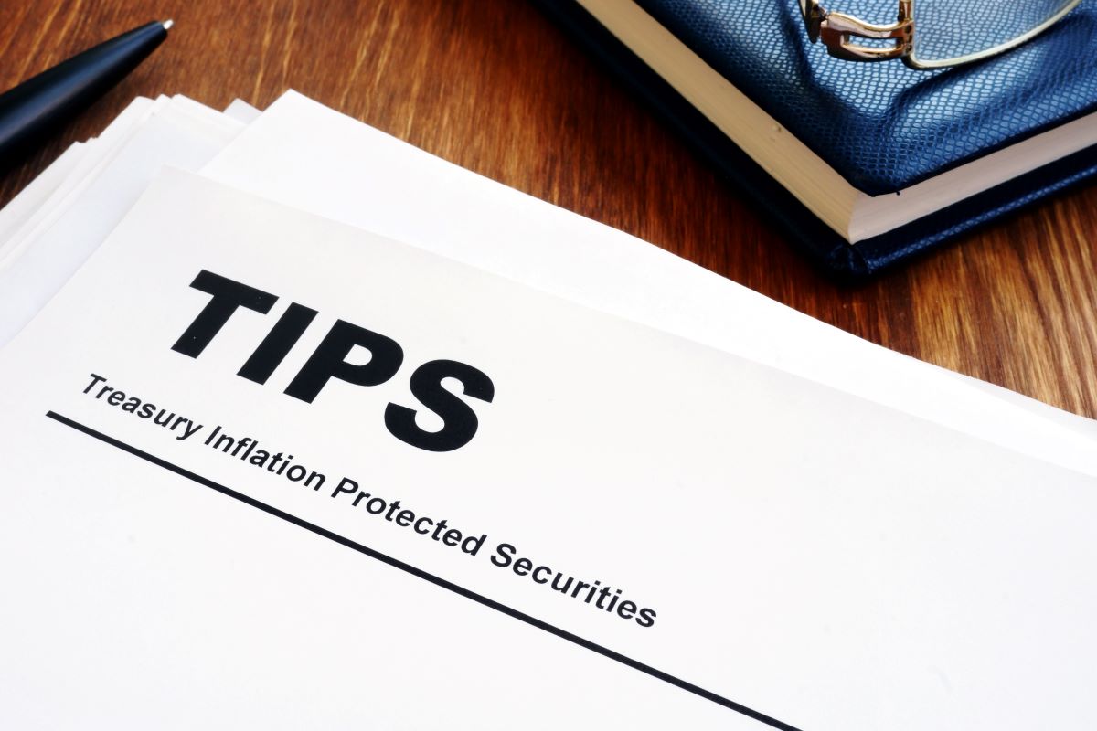 Stack of documents Treasury Inflation Protected Securities TIPS.