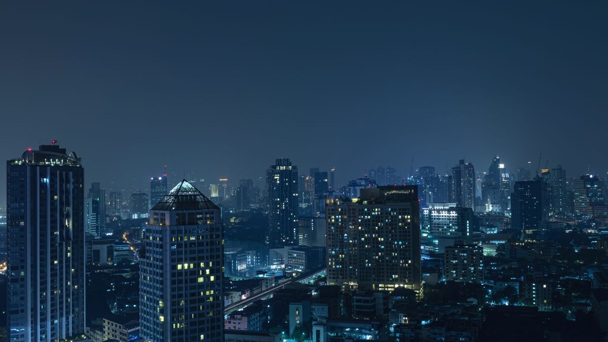 Modern Bangkok city at night