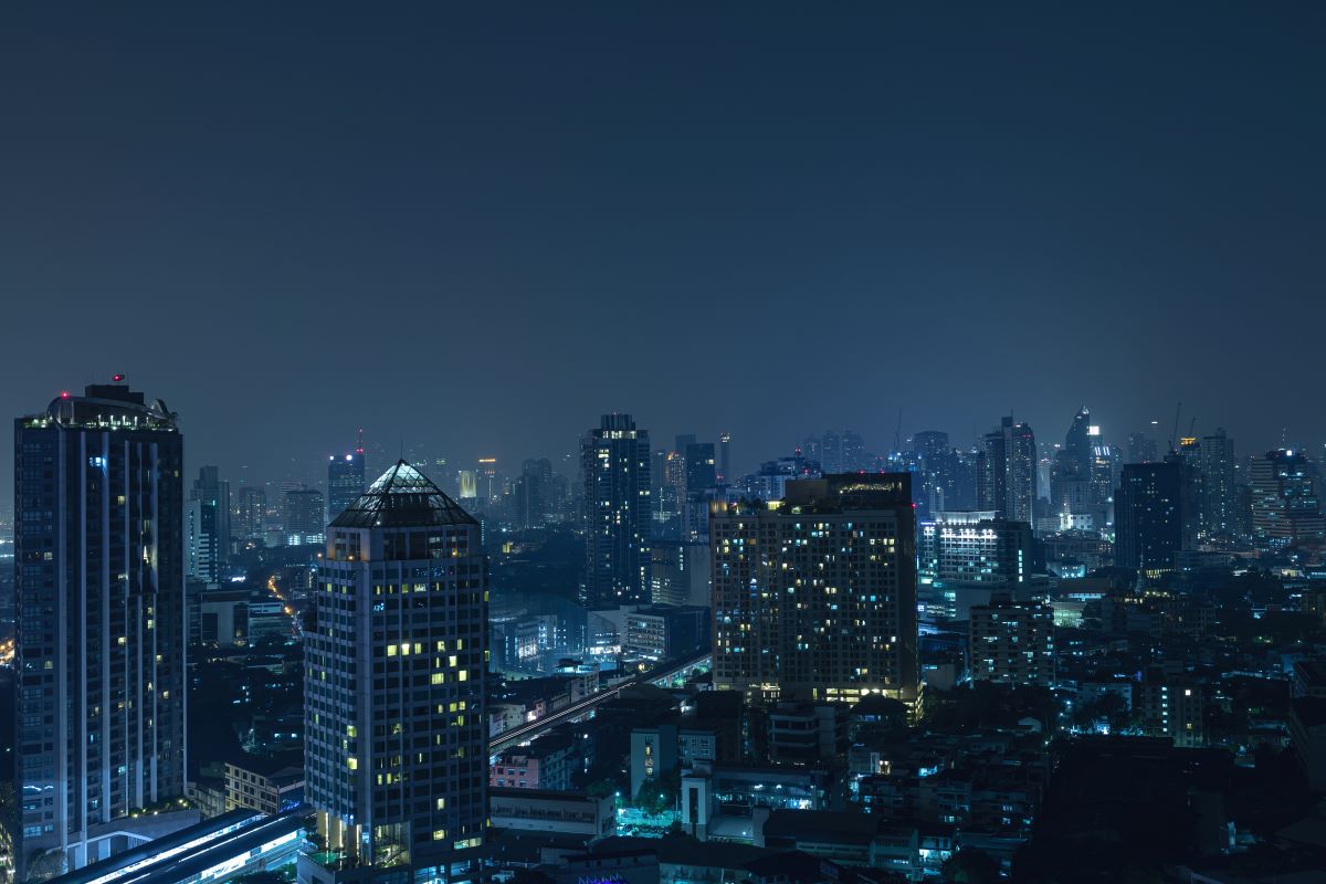 Modern Bangkok city at night