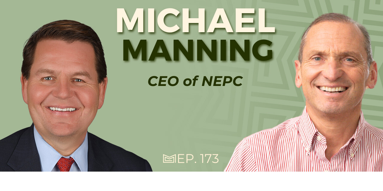 graphic of mike manning, CEO of NEPC and Simon Brewer of the Money Maze Podcast