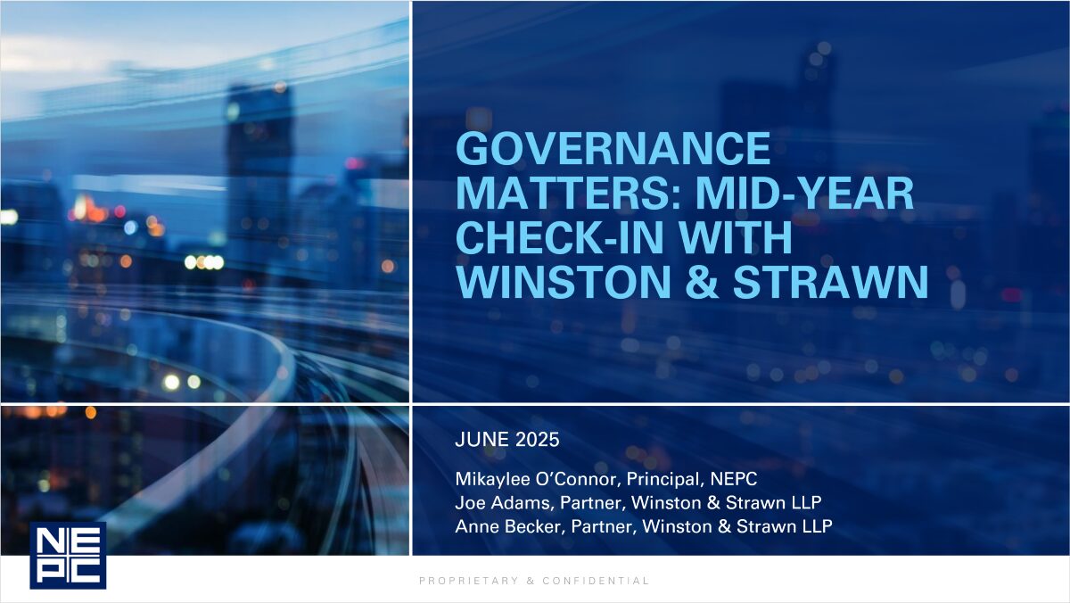 Cover slide for webinar; Governance Matters: Mid-Year Check-In with Winston & Strawn