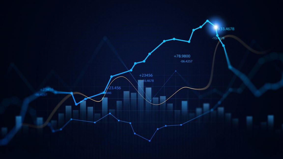 Investment finance chart,stock market business and exchange financial growth graph.