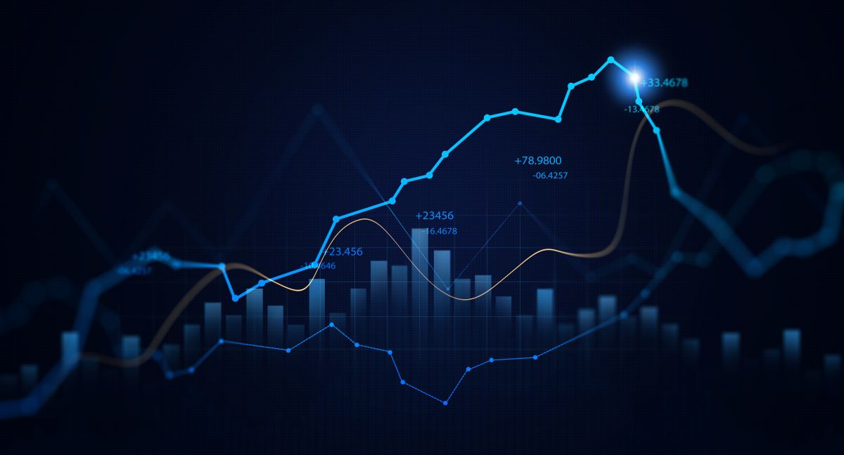 Investment finance chart,stock market business and exchange financial growth graph.