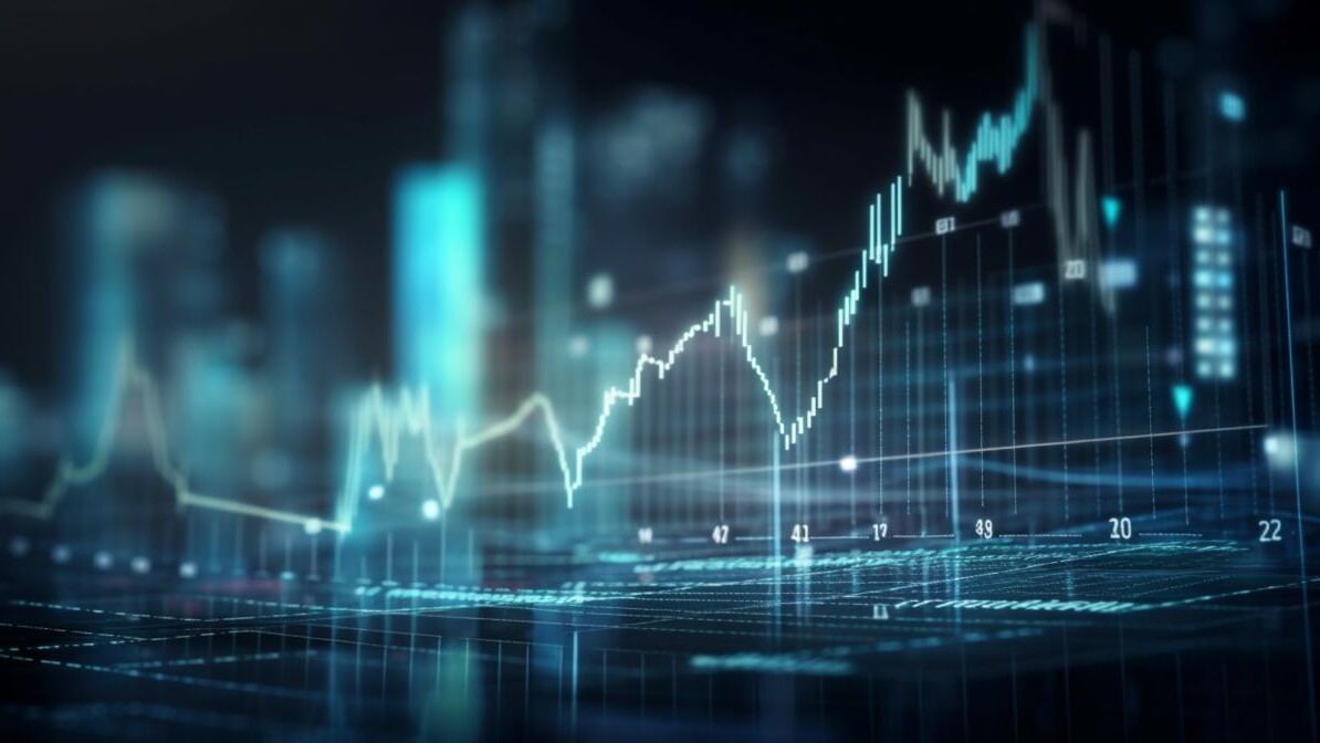 Stock market growth and investment concept on abstract blank dark blurred background