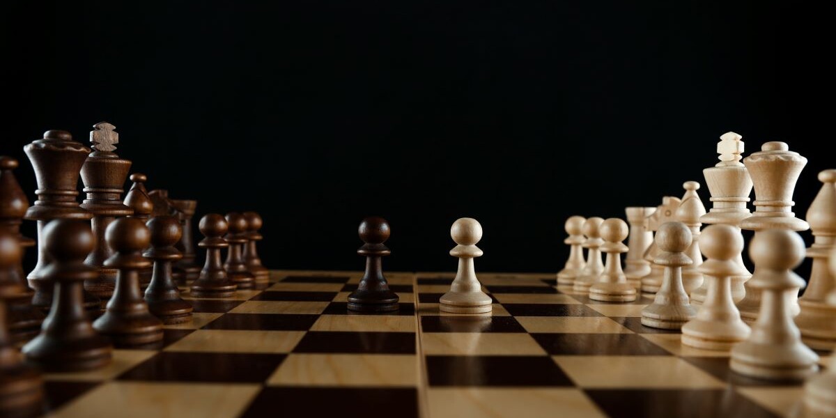 chess pieces on black background