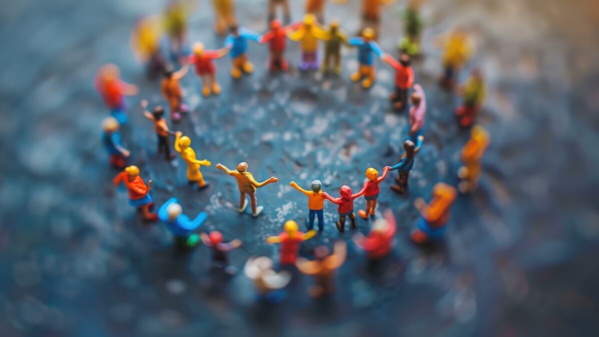 DEI, Diversity equity and inclusion concept. People figures in the circle.